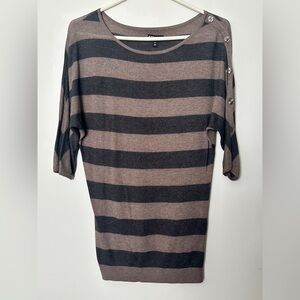 Express grey and mauve striped sweater three quarter length 3/4 sleeves size XS